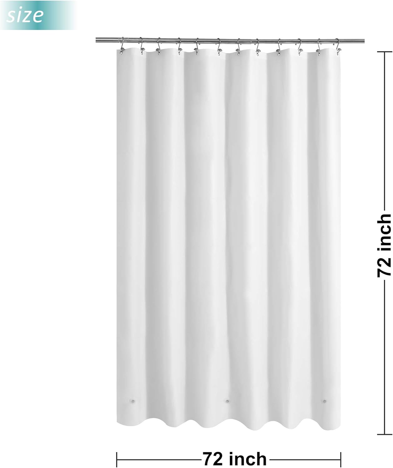 Mrs Awesome White Shower Curtain Liner with 3 Magnets, 72x72 Premium Flexible Sturdy Plastic Shower Curtain for Bathroom Lightweight & Waterproof, White